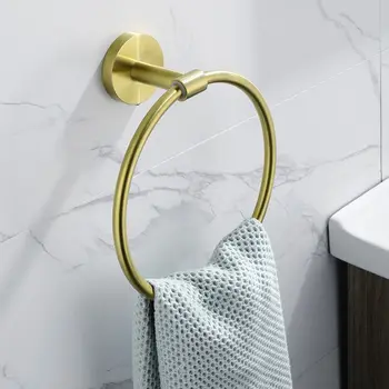 

Bath Towel Holder Hand Towel Ring Hanging Towel Hanger Bathroom Accessories Hotel Round Style Wall Mount