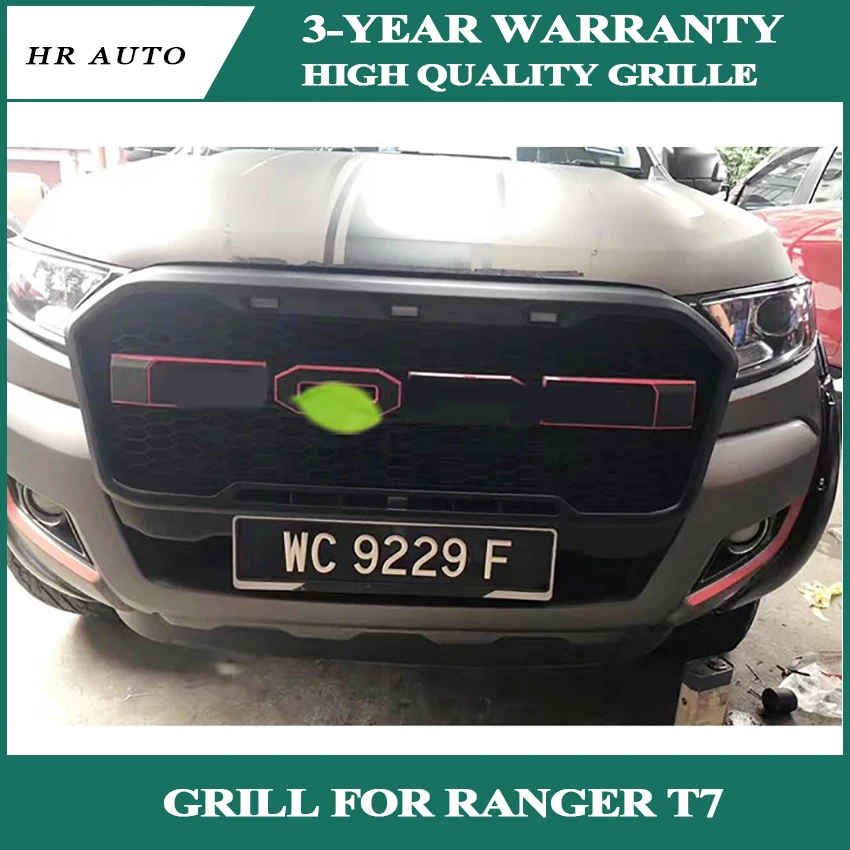 

GRILLE GRILLS WITH LED FRONT BUMPER MASK FIT FOR RANGER T7 GRILL 2015-18 AUTO ACCESSORIES