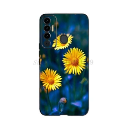 Floral Soft Silicone Black TPU Phone Case for Tecno Spark 7 (Case - c01)