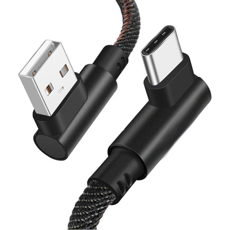 Usb type C 90 градусов быстрая зарядка usb c кабель type-c кабель для передачи данных зарядное устройство usb-c для samsung S8 S9 S10 Note 8 huawei P30 P20 Xiaomi - Цвет: Black