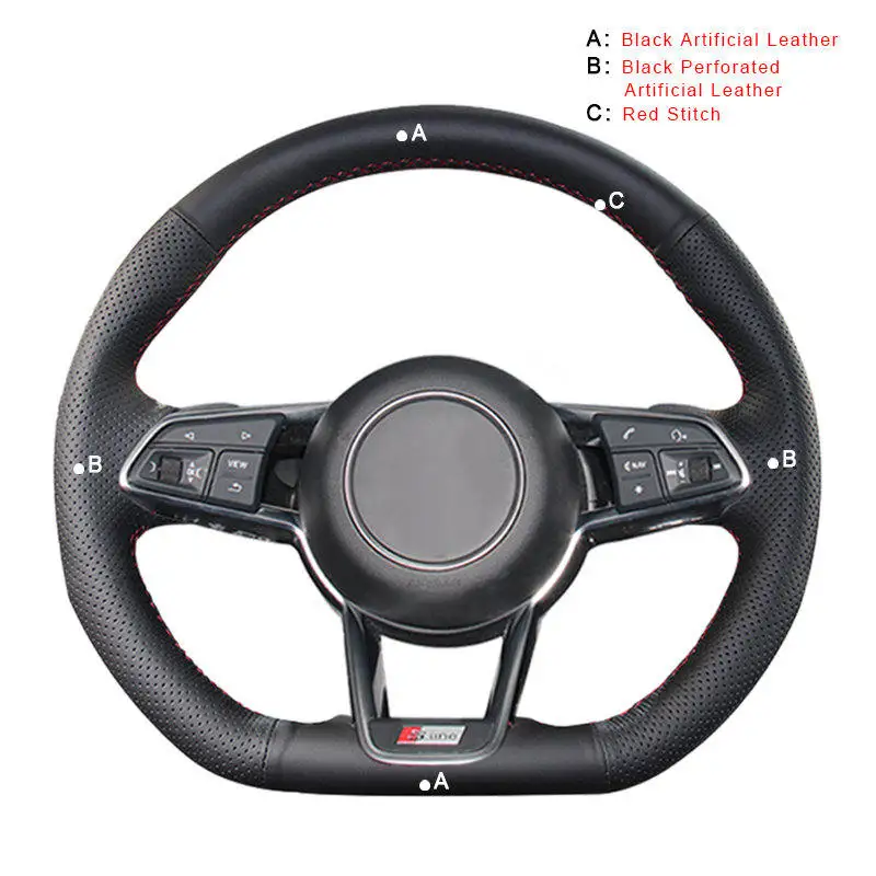 Авто оплетка на руль для Audi TT(8 S)- TTS- TT RS- R8(4S)- DIY автомобильные чехлы - Название цвета: Artificial Leather