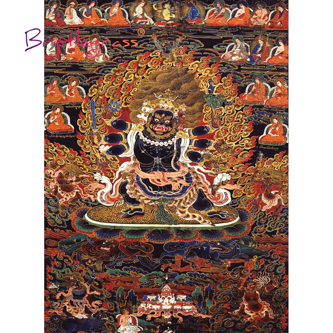 

BRISTLEGRASS Wooden Jigsaw Puzzles 500 1000 Piece Dhammapala Dorje Kasun Tibetan Buddhist Thangka Painting Educational Toy Decor
