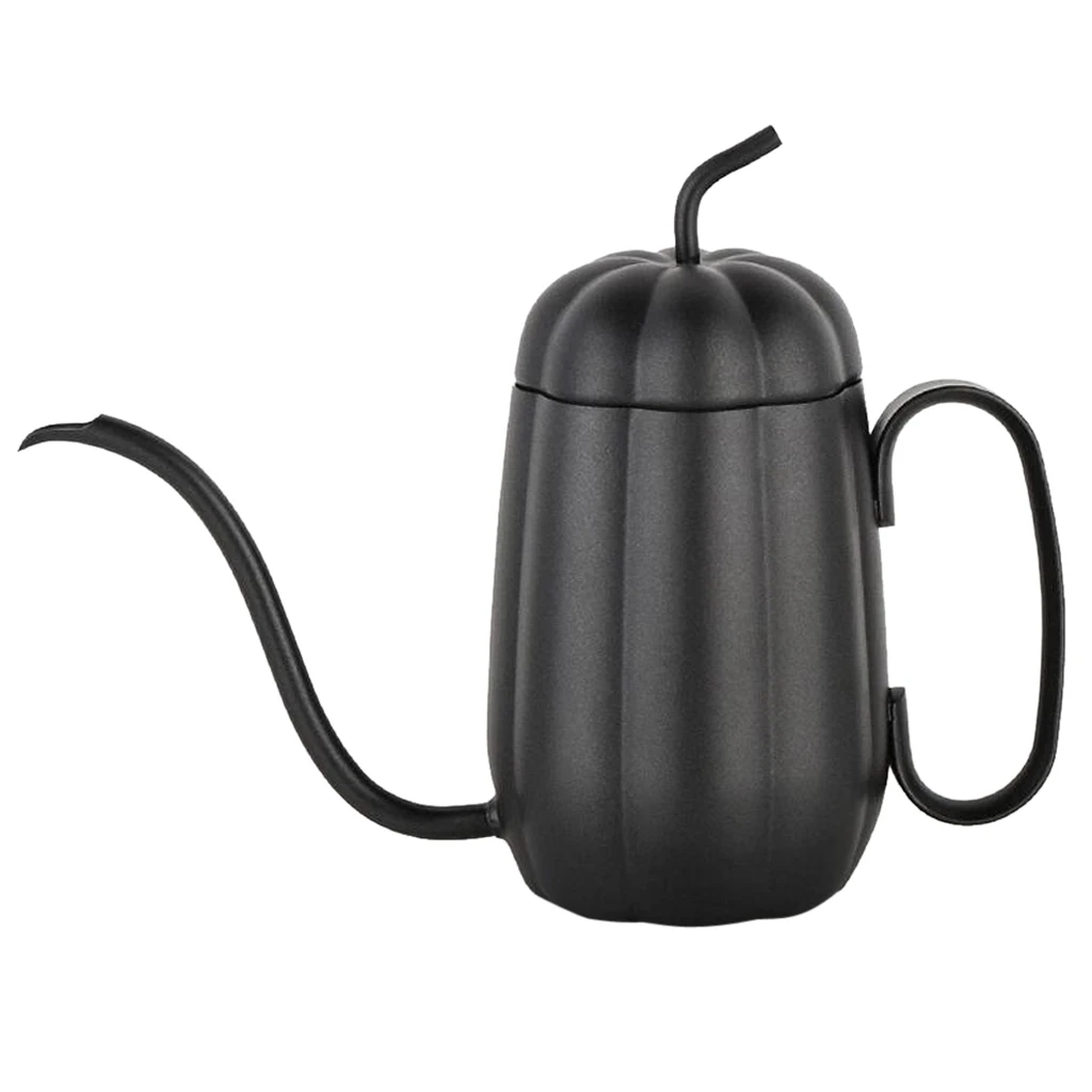 450ml Drip Pot Gooseneck Pour Over Coffee Kettle 304 Stainless Steel Silver Black 2 Colors