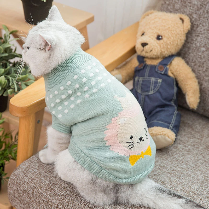 Милая зимняя одежда с рисунком собаки, свитер, теплый Рождественский свитер для маленьких девочек, для собак для домашних животных для кошек, одежда, пальто, вязаная крючком ткань