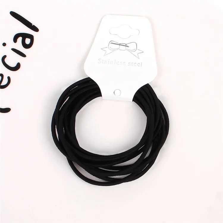 QYU120-black Модные детские аксессуары для волос, милые одноцветные резиновые резинки с завязками для волос, классические эластичные резинки для волос для девочек - Цвет: QYU120-black