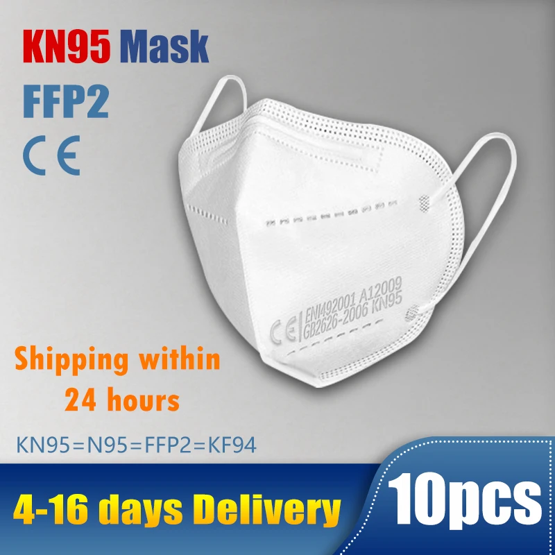 

10 pcs KN95 Mask Dustproof Anti-fog And Breathable FFP2 Masks 95% Filtration N95 Masks Features as KF94 Filters CE Certification