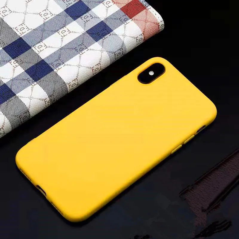 Роскошный мягкий матовый чехол s для iPhone 7 plus 8 6 6s X XS max 5S 11 Pro Max чехол противоударный ТПУ силиконовый чехол конфетный - Цвет: Цвет: желтый