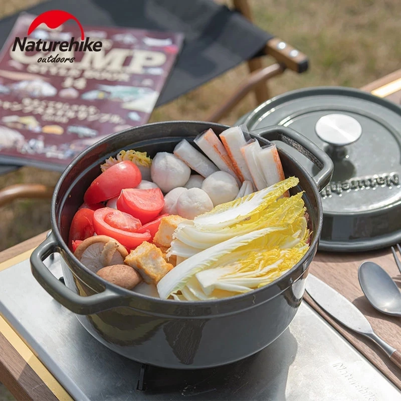 Naturehike Outdoor Camping 24cm Enamel Pot Cooking Pot Portable Picnic Braising Pot Soup Pot Hiking Picnic Cookware Tableware 2