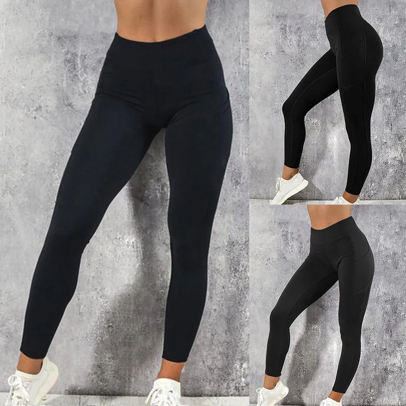 Sexy Fitness Women Gym Leggings Push Up High Waist Pocket Workout Slim Leggins Fashion Casual Mujer Pencil Pants capri leggings