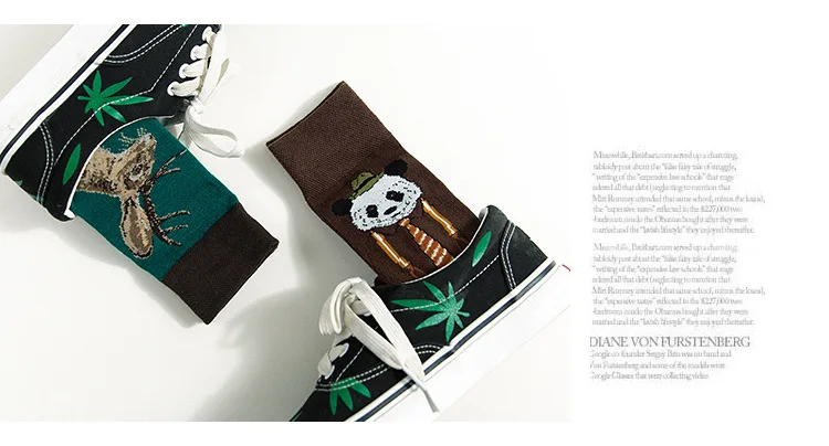 Носки с рисунками животных из мультфильмов; сезон осень-зима; мужские хлопковые носки для влюбленных; носки с полярным медведем, орангутангом, оленем, пандой, рыбьей косточкой; милые забавные Повседневные носки