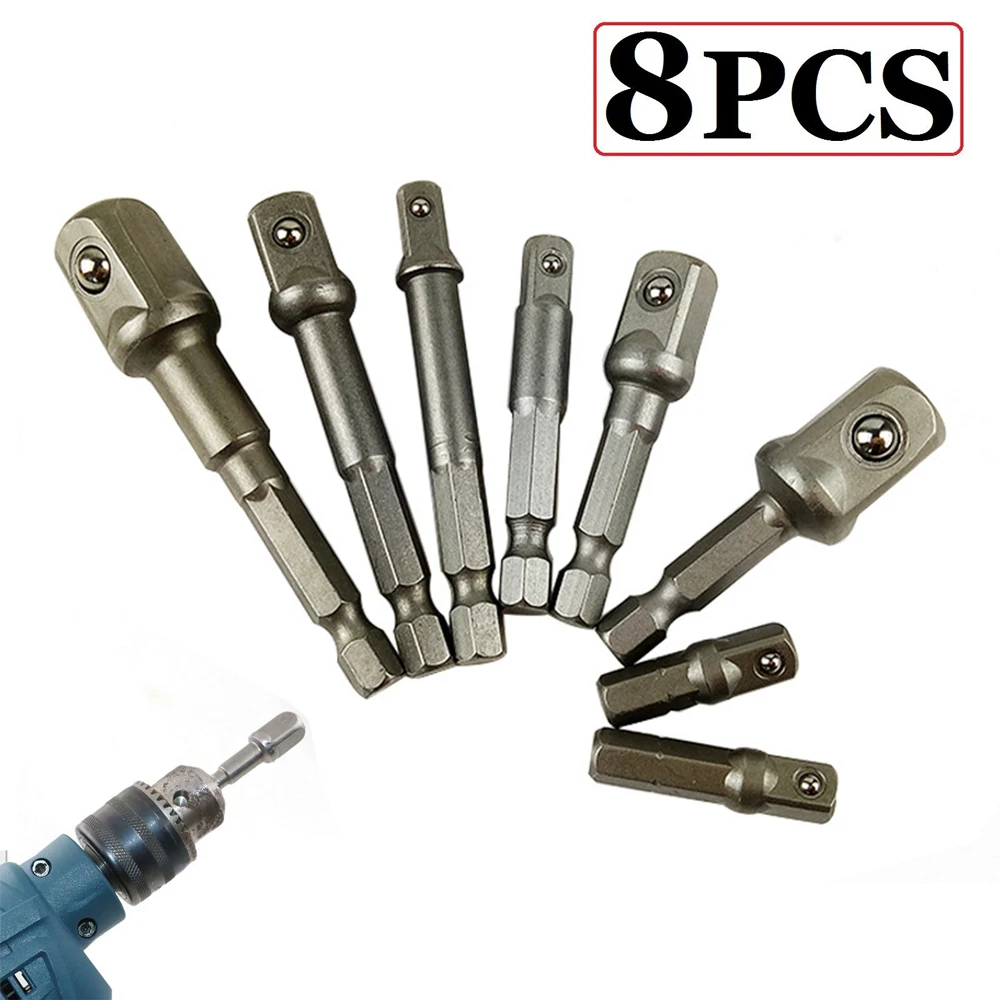 

8pcs Socket Adapter Bits Set Drive 1/4" 3/8" 1/2" Square Drive Socket Adapter Drill Nut Driver Shank