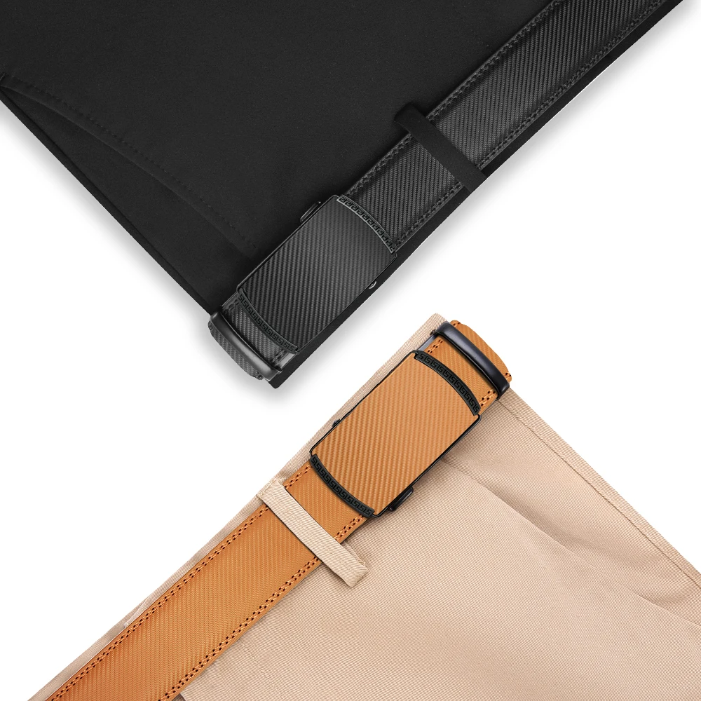 Leather belt: men leather belt automatic buckle adjustable genuine leather 3.5cm width
