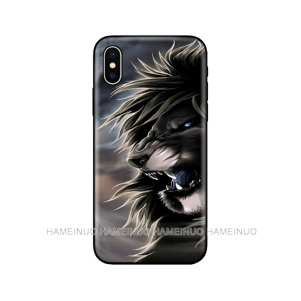 Черный чехол ТПУ для iphone 5 5s se 6 6s 7 8 plus x 10 чехол силиконовый чехол для iphone XR XS 11 pro MAX чехол Большой Лев животное