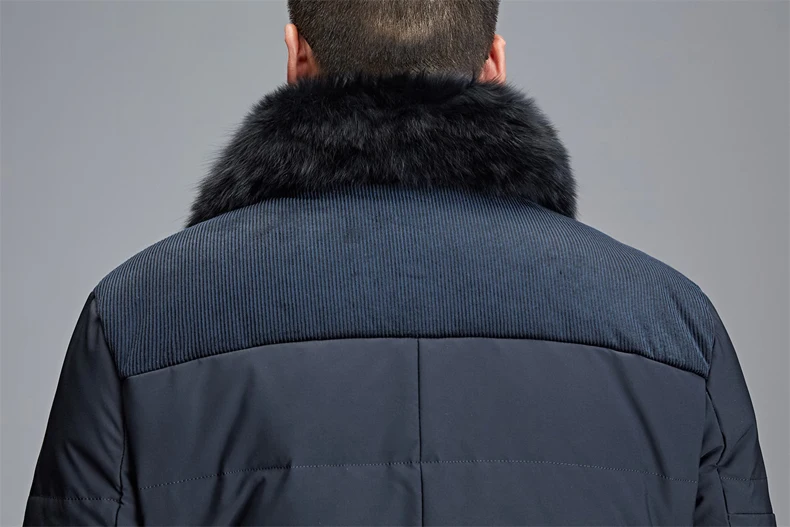 Брендовая мужская зимняя куртка для русской зимы, длинное пальто с меховым воротником, толстая ветрозащитная водонепроницаемая куртка на 80% белом утином пуху для мужчин