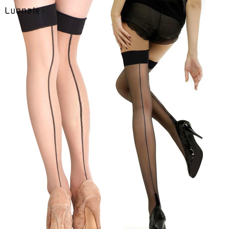 Luonalex/женские чулки выше колена, сексуальные Чулочные изделия, нейлоновые чулки, Прозрачное нижнее белье