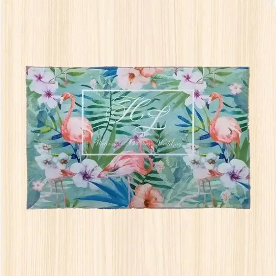 Green Flamingo Милый ковер с фламинго, маленький хлопковый ковер с розовым цветком для гостиной, прихожей, пола, ковер, декор для спальни, Свадебный коврик для входа - Цвет: Green Flamingo