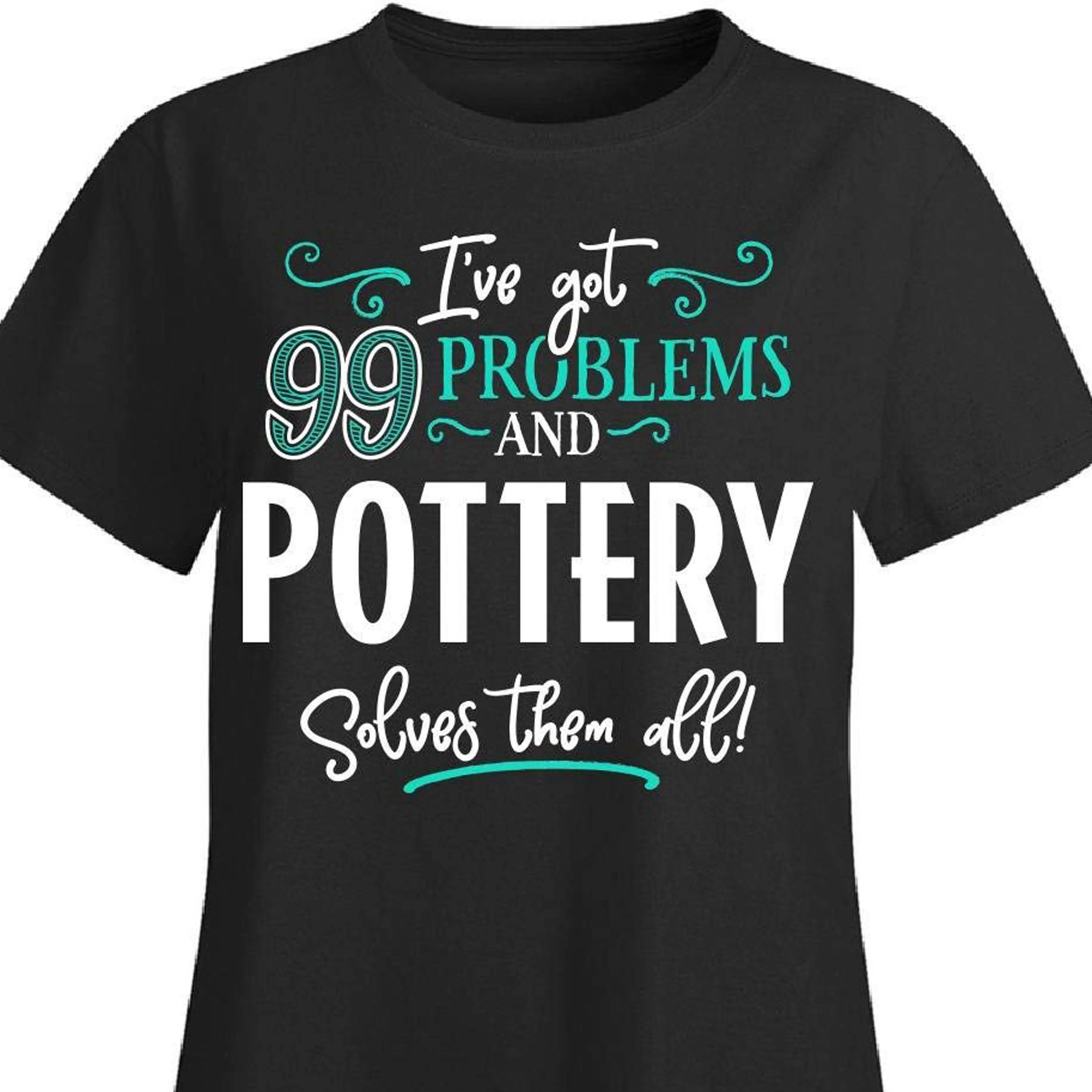 Женская футболка My family Tee 99 проблем гончарная Solves их все подарок крутые женские