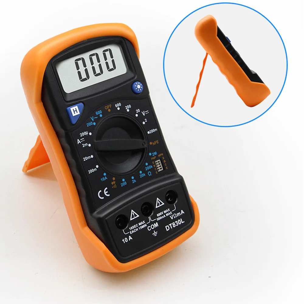 

Urijk Portable Digital Multimeter Backlight AC/DC Ammeter Voltmeter Ohm Tester Meter XL830L Handheld LCD Multimetro