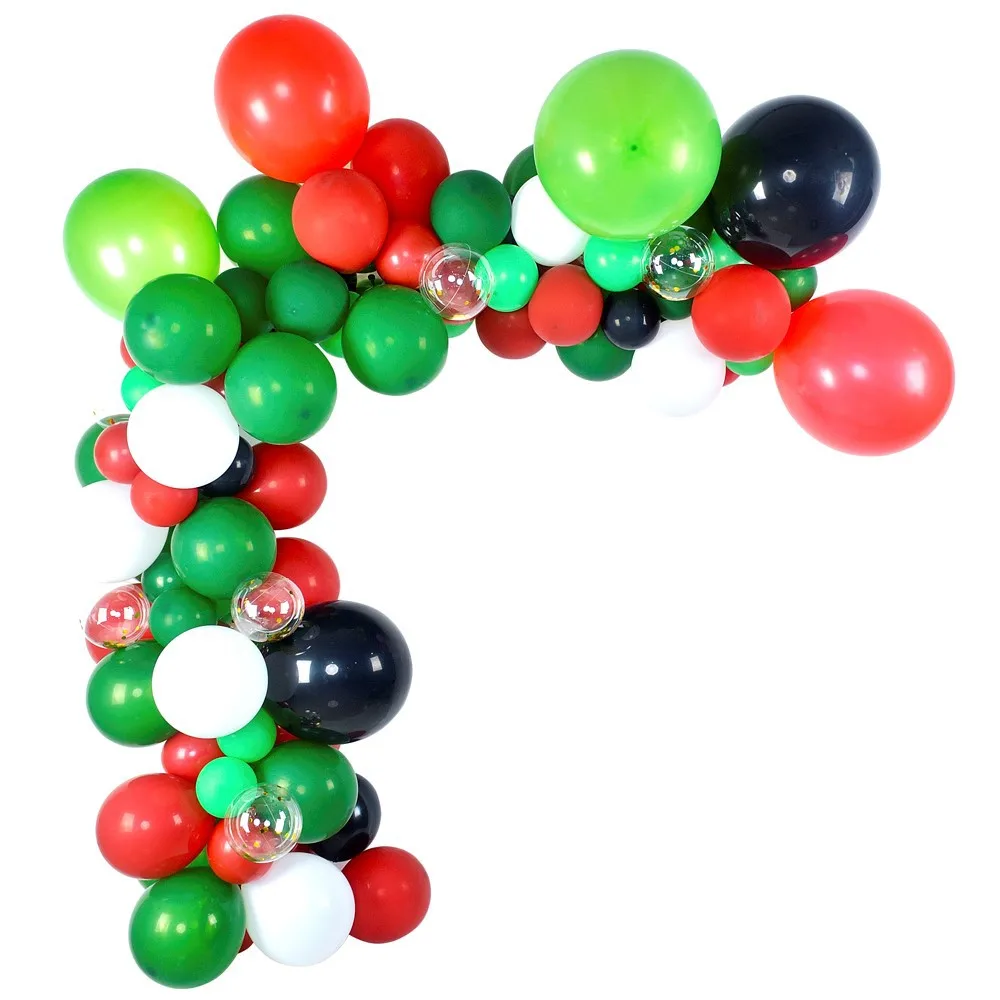 130pcs Red Green Latex Balloons Set Balloon Arch Kit For Christmas Happy New Year Baby Show Weddding Birthday Party Decorations