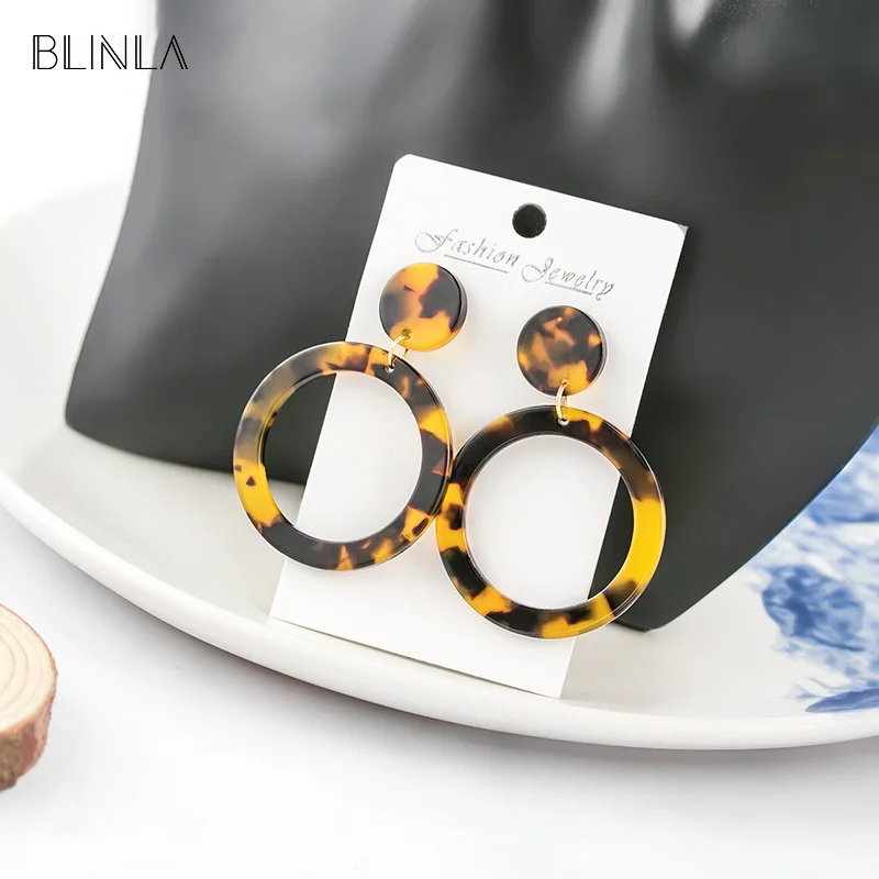 BLINLA Новая мода Богемия акриловые круглые крупные серьги с подвесками для женщин