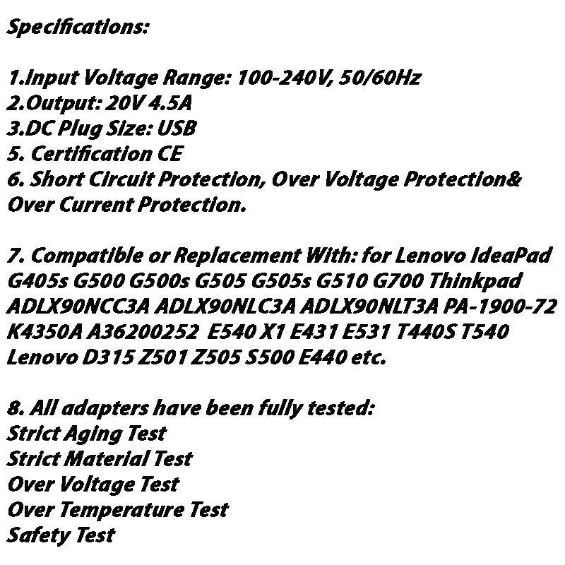 20 в 4.5A 90 Вт адаптер переменного тока для lenovo IdeaPad U530 Z50-70 Z50-75 Z510 Z710 G700 адаптер переменного тока зарядное устройство