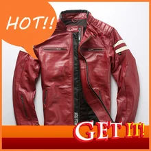 Брендовая Осенняя зимняя куртка из натуральной кожи, Мужская винтажная мотоциклетная куртка, стоячий воротник, Воловья кожа, умное повседневное пальто на молнии