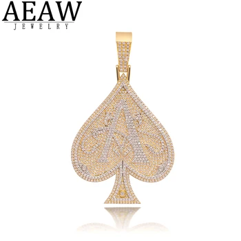 شراءAEAW مخصص Hiphopjewelry مغني الراب مجوهرات أوراق اللعب مويسانيتي قلادة الصلبة 10K الذهب الأبيض أو S925 الفضة حوالي 3.2ctw