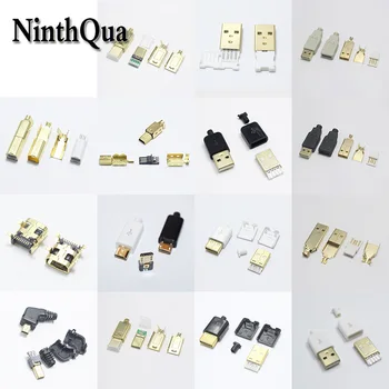 

2sets Micro Mini USB 4P 5P 8P Type-C Printer Male connector plug welding Data OTG line interface DIY data cable accessories Gold