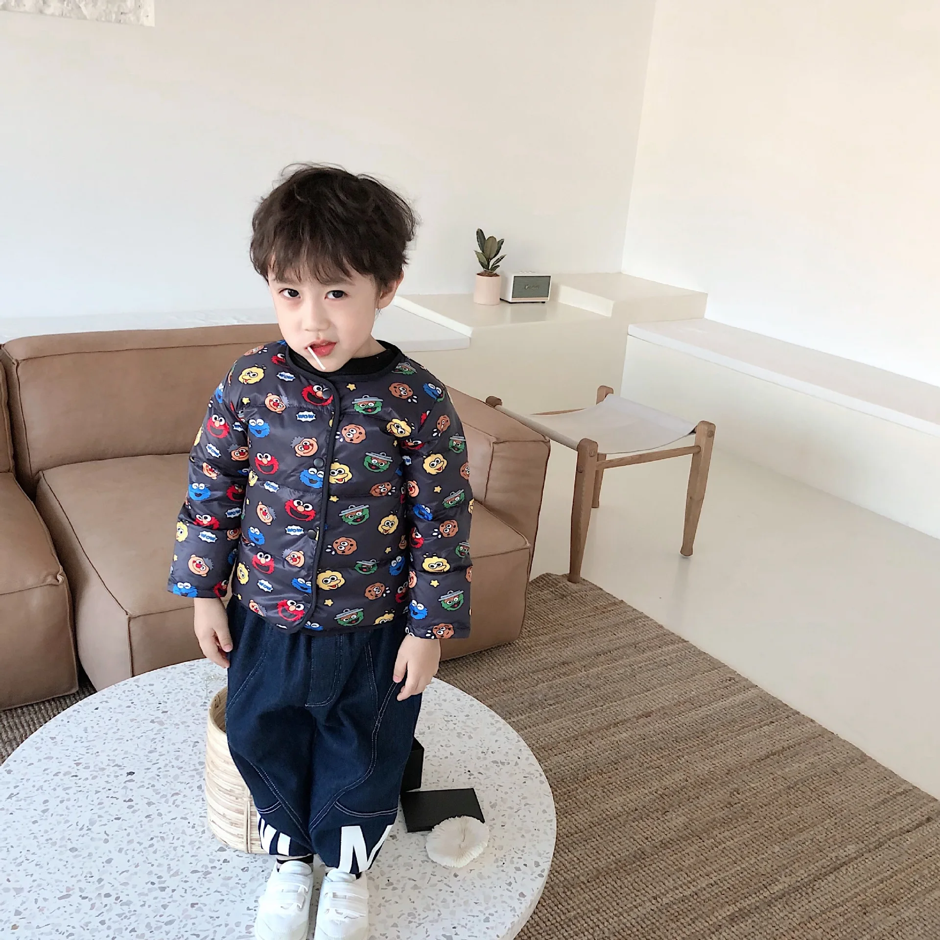 Tonytaobaby/Новинка; Зимний Детский пуховик для мальчиков и девочек с рисунком; светильник с принтом; тонкий Детский пуховик