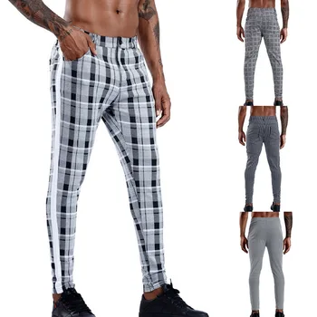 

Classic Men Lattice Suit Pants 2020 Summer Thin Plaid Suit Trousers Casual Business Vintage Formal Pants For Wedding Party