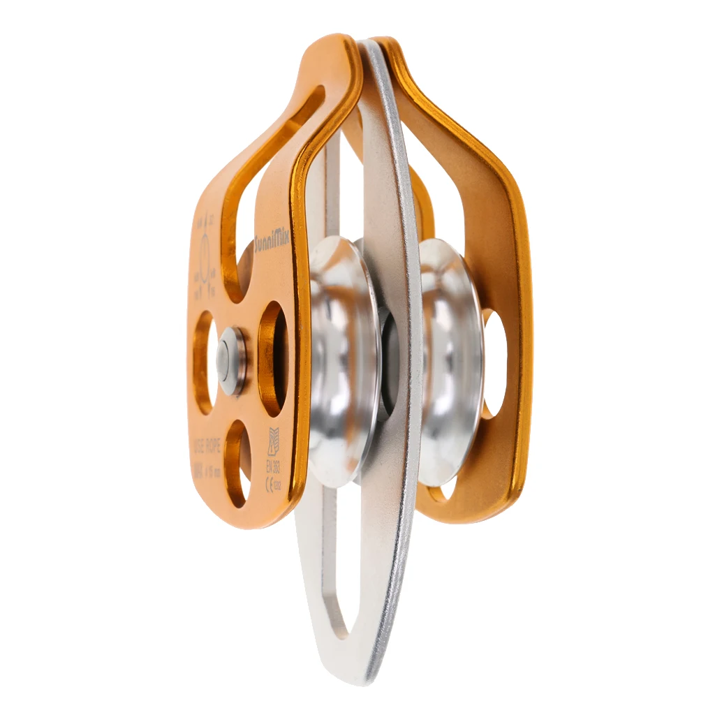 Outdoor Pro 32KN Climbing Arborist Rigging Rappelling Rescue Double Swing Pulley Hauling Rescue Engineering Dragging Camping