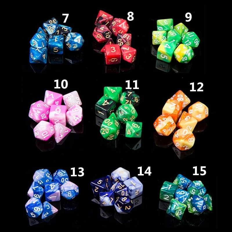 7 шт./компл. смолы многогранные кости d & d4 d6 d8 d10 % d12 d20 для TRPG игры кубик настольной