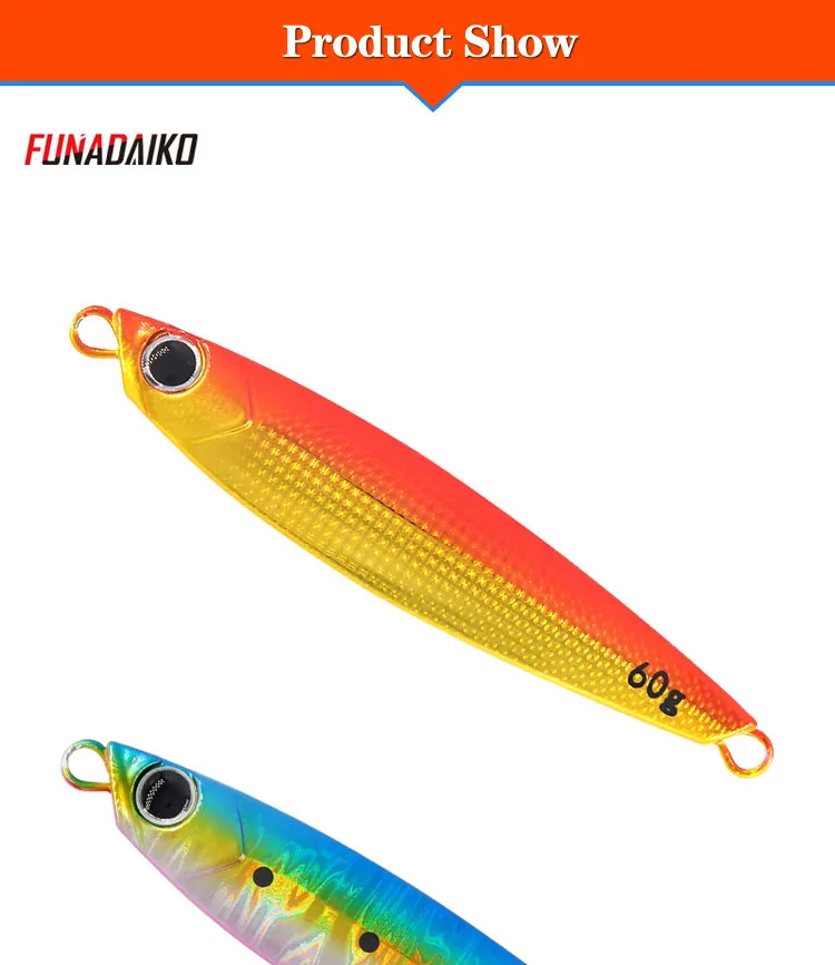 FUNADAIKO бросок с берега медленно, дергающаяся приманка, seafishing литье джиг искусственный блестящие люминисцентные приманки, а так же 30 г, 40 г, 60 г boatfishing джиг-приманки