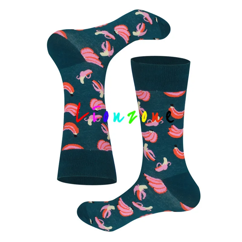 Lionzone Happy Socks женские носки больших размеров с фруктами и известными искусствами, дизайнерские носки хлопковые с забавным рисунком, уличная одежда, подарок для влюбленных - Цвет: Green Banana