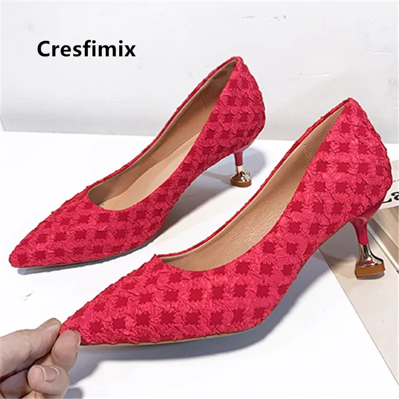 

Cresfimix women sexy party night club red high heels female casual sweet pumps ladies cool office high heels salto alto a9029