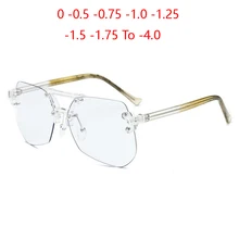 Очки без оправы по рецепту женские большие линзы анти-синий светильник близорукость оптическое зрелище диоптрий 0-0,5-1,0-1,5 до-4,0