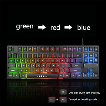 

Accessories Anti Fade Keyboard Easy Operate Mechanical Home Wired Game Clear 87 Keys Desktop USB Ergonomic Backlight