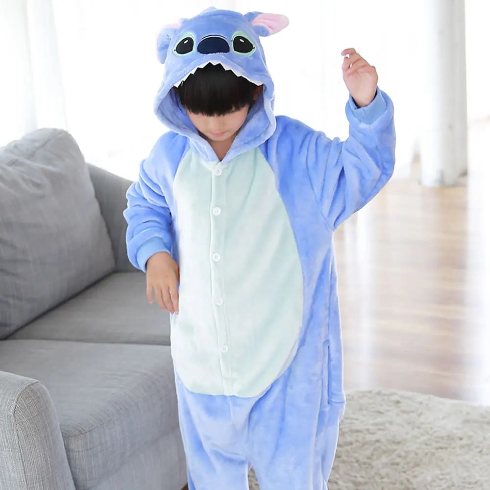 Kigurumi/Детские фланелевые пижамы; детская зимняя одежда для сна; комбинезоны для мальчиков; пижамный комплект для девочек; Пижама с единорогом, тигром, пандой, стежком и животными