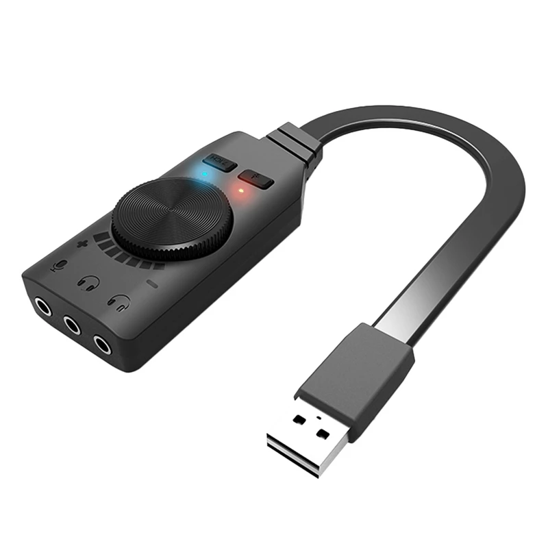

7.1CH USB External Sound Card 3.5mm Microphone Headset 2 in 1 o Converter with Adjustable Volume USB Sound Card