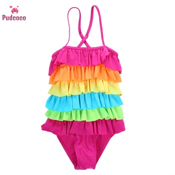 

4-9T new cute baby girls swimwear girl one piece girls swimsuit kid/children swimming Suit Toddler Girls Summer Beachwear Kids