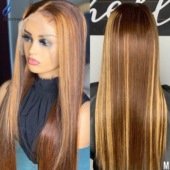 

ALICROWN Ombre Lace Front Human Hair Wigs 13*4 250% Density 360 Lace Frontal Wigs Pre-Plucked Non-Remy Middle Ration