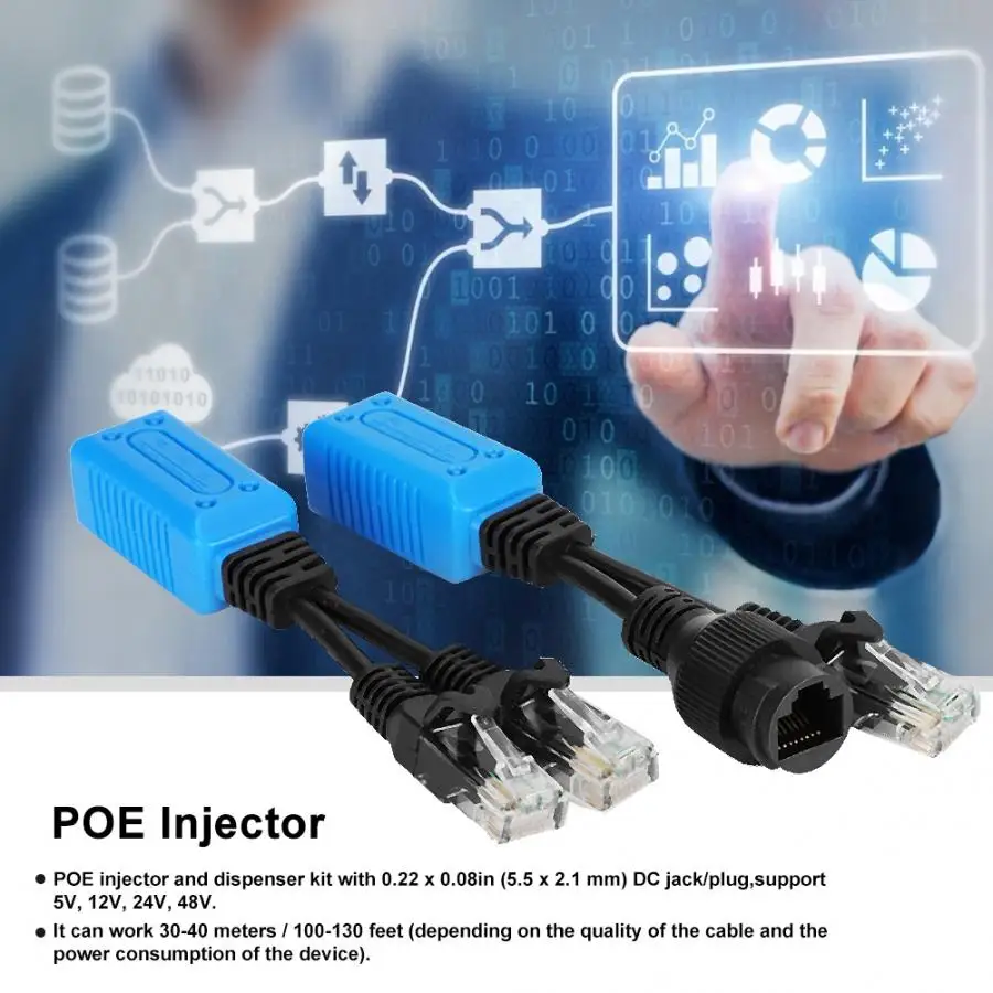 2 шт сплиттер RJ45 Combiner POE адаптер Разъемы Кабель питания комплект