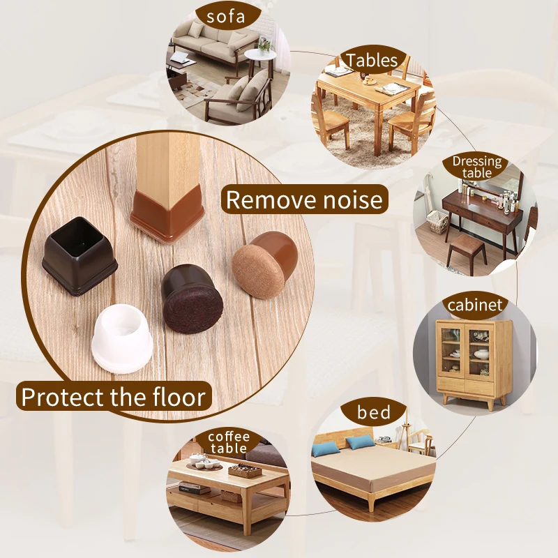 Upgraded Chair Leg Protector Covers Pads For Hardwood Furniture Floor Protectors Caps Sock Round Square Feet Protection Non Slip