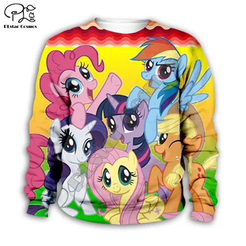 Kids sweatshirts Комплект детской одежды; осенние толстовки с капюшоном для маленьких девочек с 3d принтом «Маленький Пони»; толстовки с героями мультфильмов; уличная одежда радужной расцветки; детская рубашка для мальчиков - Цвет: Kids sweatshirts
