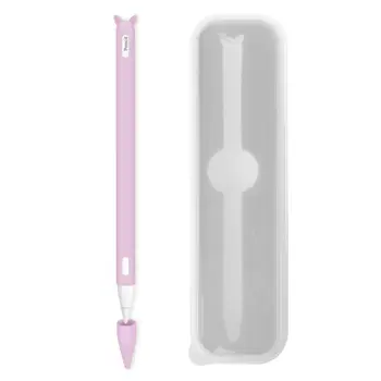 

Cat Ear Anti-scroll Silicone Protective Pouch Cap Holder Nib Cover With Storage Box For Apple Pencil 2 for iPad pro Pencil 2nd