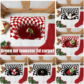 

Christmas 3D Illusion Doormat Anti-Slip Floor Mat Bedside Area Rugs for Bedroom Living Room Children Room Decor Rug QP2