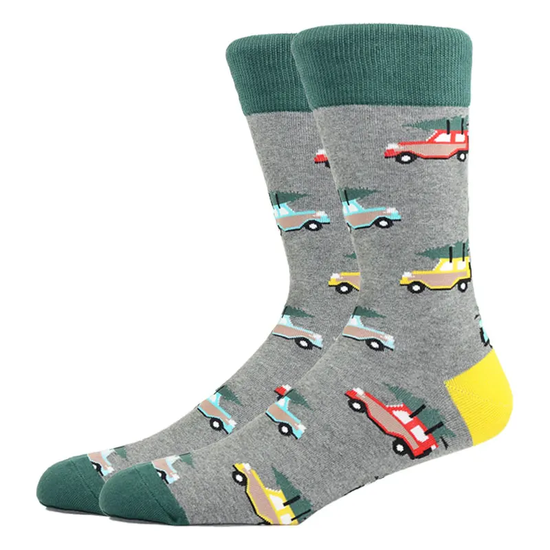 Happy Men Socks Harajuku Funny Socks With Print Fashion Motorcycle Jeep Bicycle Hip Hop Cool Compression Socks Men's Clothing
