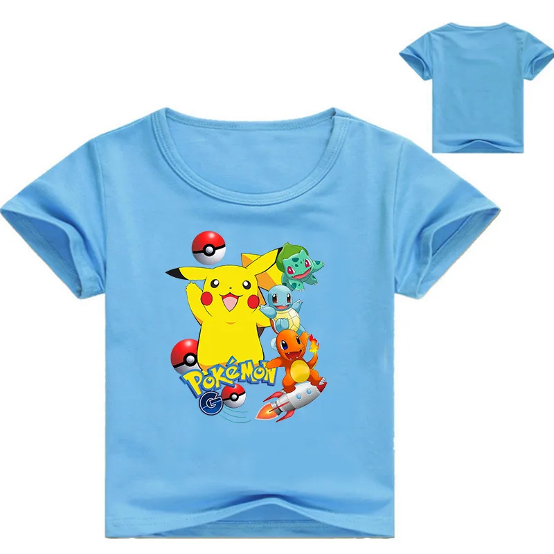 От 2 до 16 лет г. Летняя модная футболка Pokemon, детские футболки для мальчиков Camiseta Pokemon Infantil футболка «Пикачу» футболка на день рождения для девочек