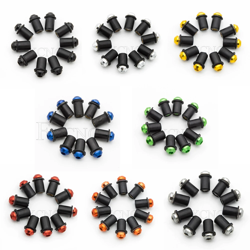 Motorcycle Fasteners 10PCS Aluminum Motorcycle M5 X 15mm Windshield Bolt Windscreen Screws Nut Fastener For Honda Suzuki Kawasaki Yamaha Ducati