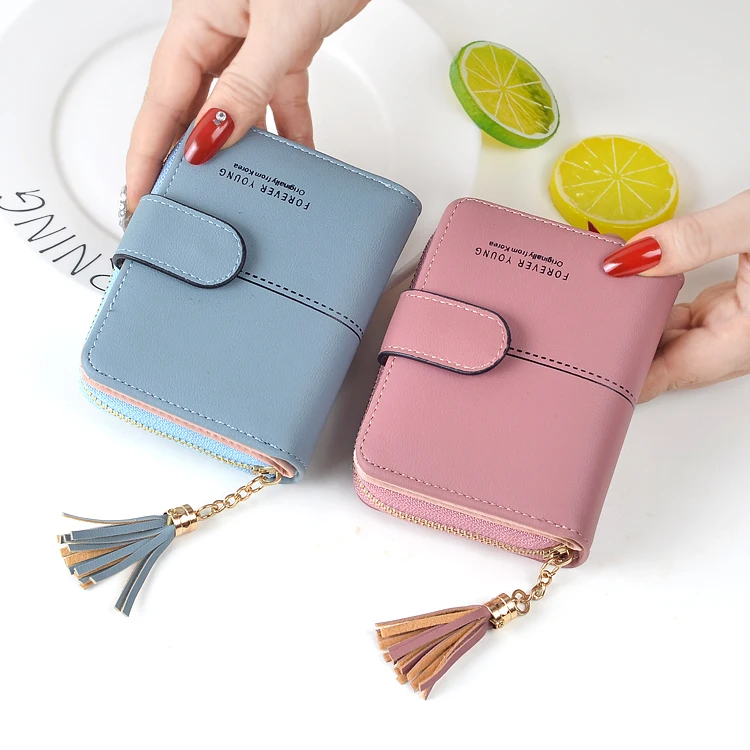 

Women Wallets Girls Short Purse Lady Zipper Hasp Coin Tassel Woman Clutch Purses Cards Holder Wallet Billfold Burse Bags Pocket